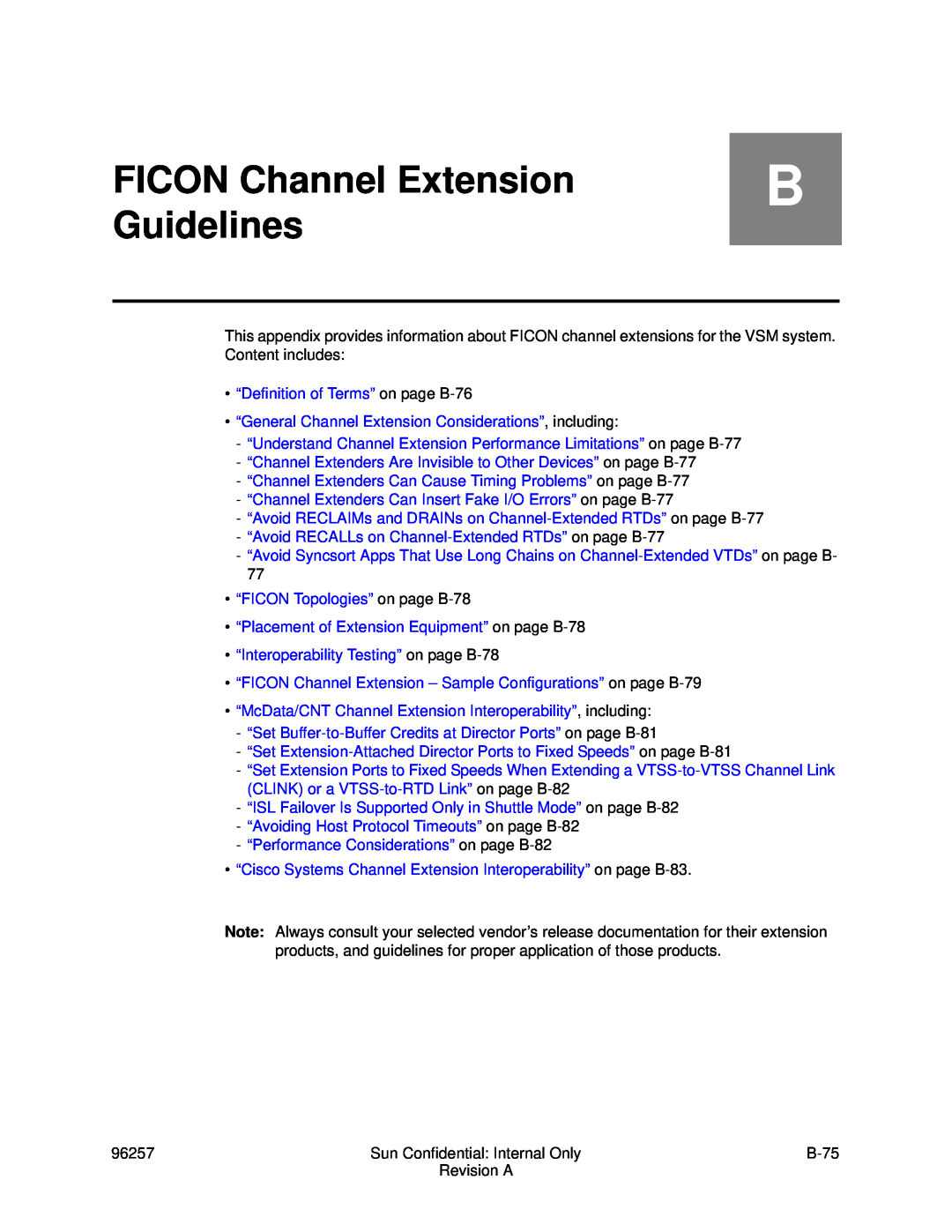 Sun Microsystems 96257 manual FICON Channel Extension Guidelines 