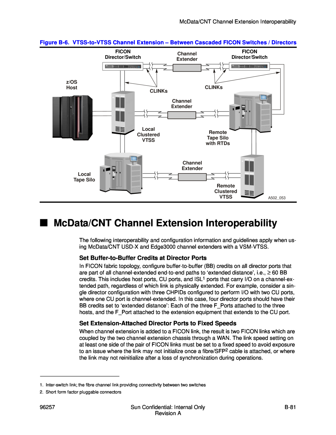 Sun Microsystems 96257 manual McData/CNT Channel Extension Interoperability, Set Buffer-to-Buffer Credits at Director Ports 