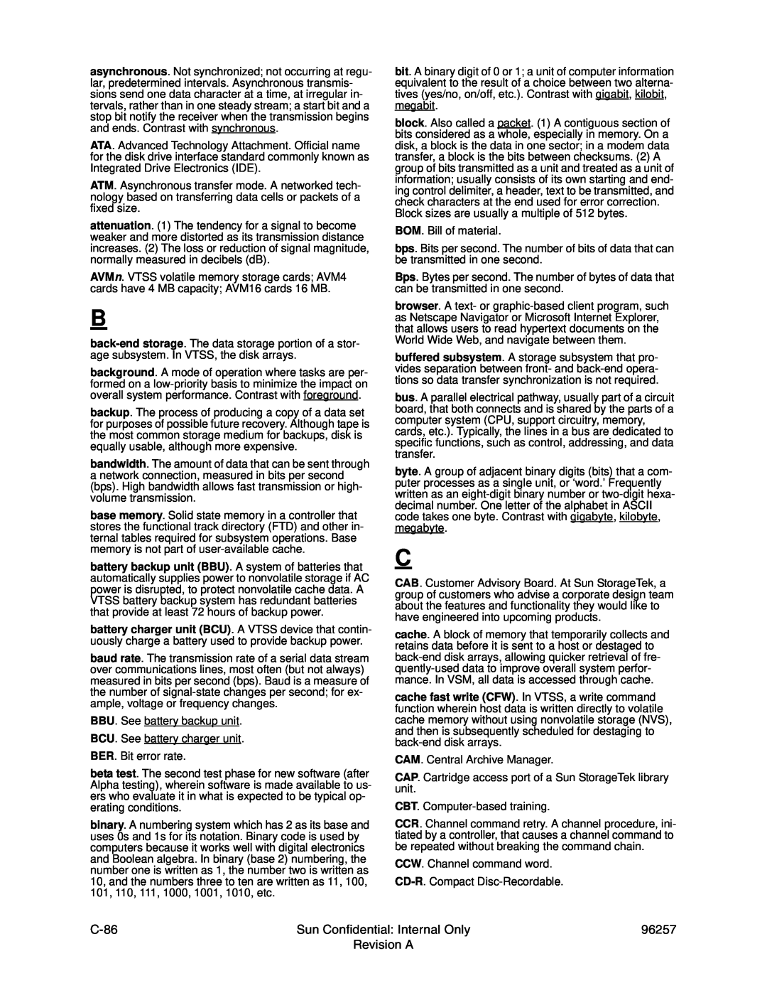 Sun Microsystems 96257 manual C-86, Sun Confidential Internal Only, Revision A 