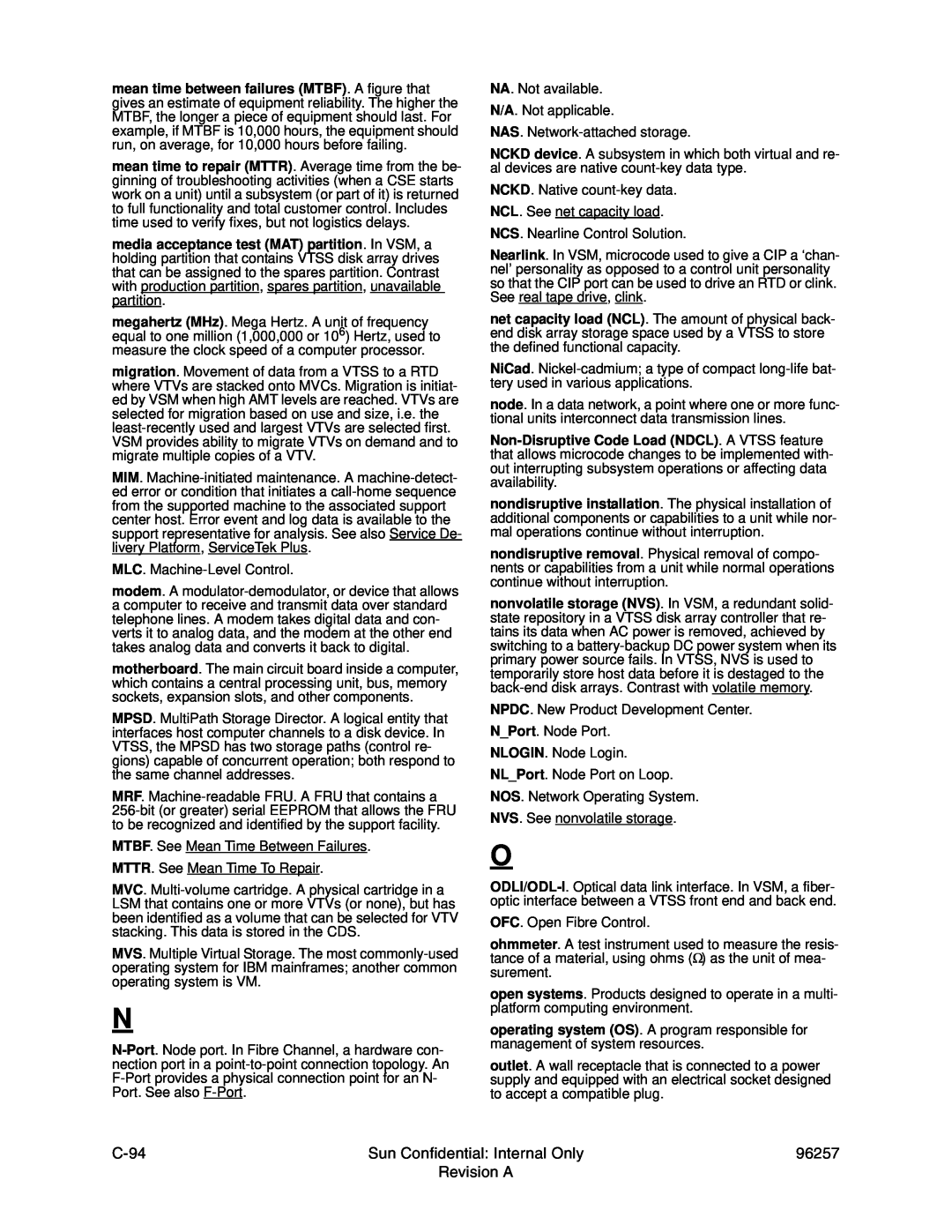 Sun Microsystems 96257 manual C-94, Sun Confidential Internal Only, Revision A 