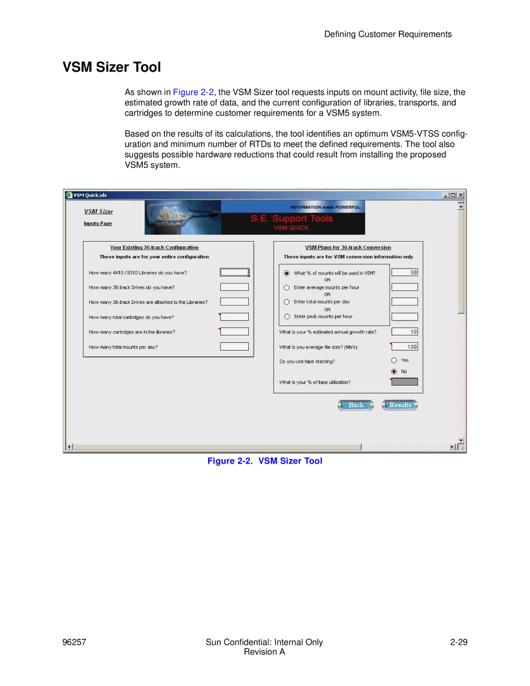 Sun Microsystems 96257 manual VSM Sizer Tool 