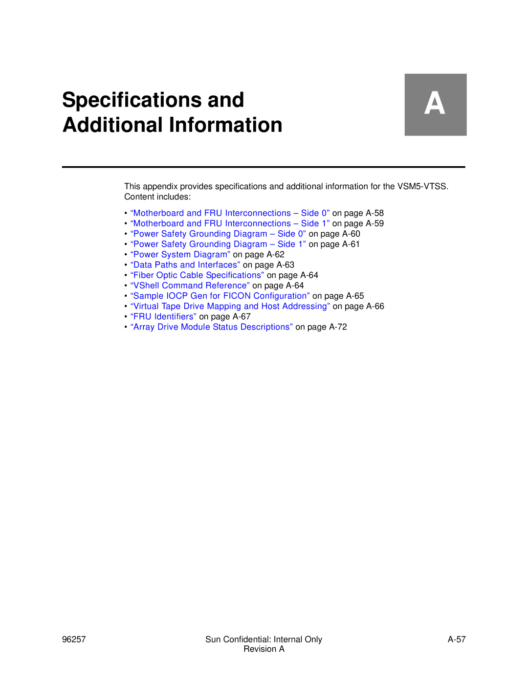 Sun Microsystems 96257 manual Specifications and Additional Information 