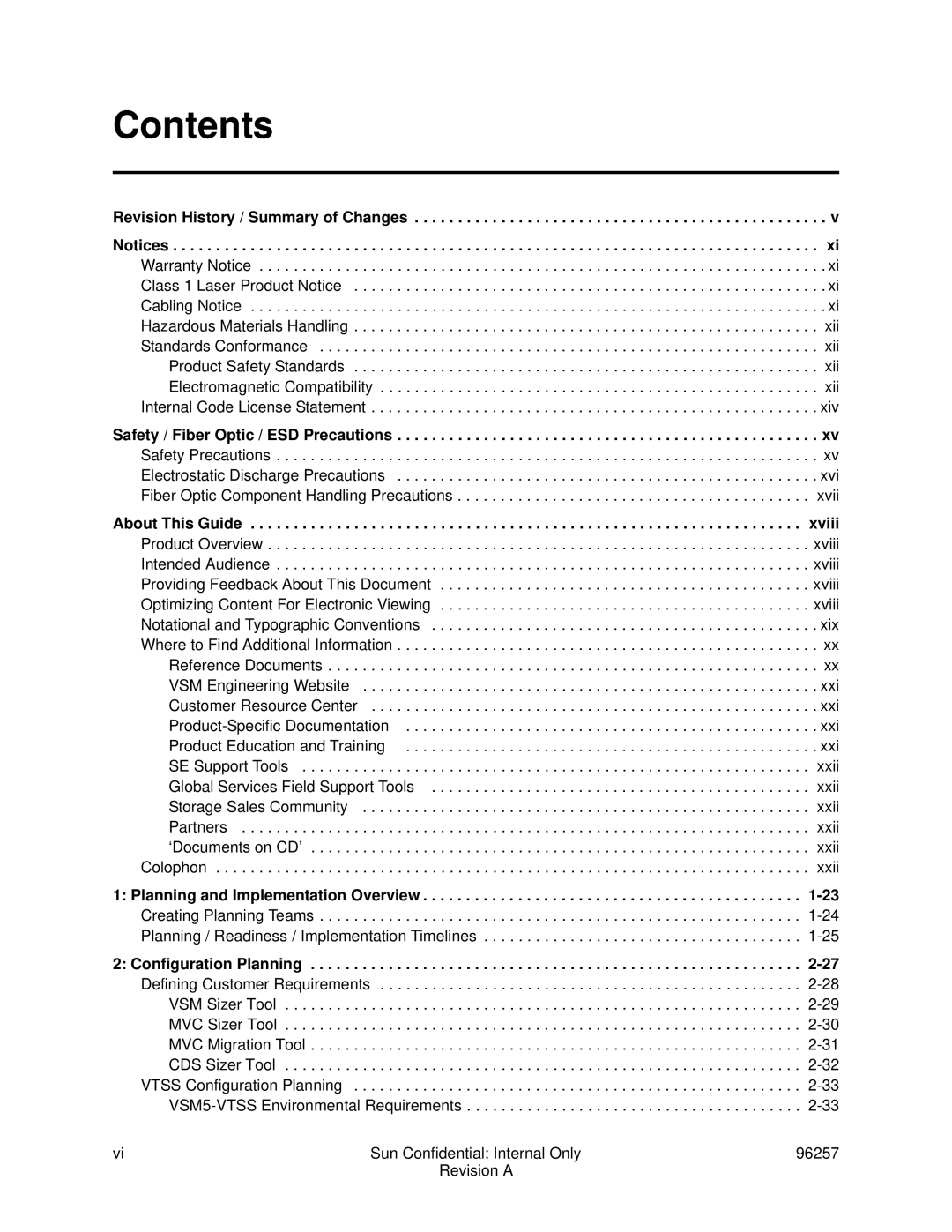 Sun Microsystems 96257 manual Contents 