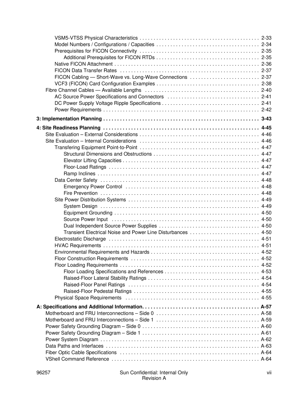 Sun Microsystems 96257 Sun Confidential Internal Only Vii Revision a, Implementation Planning Site Readiness Planning 