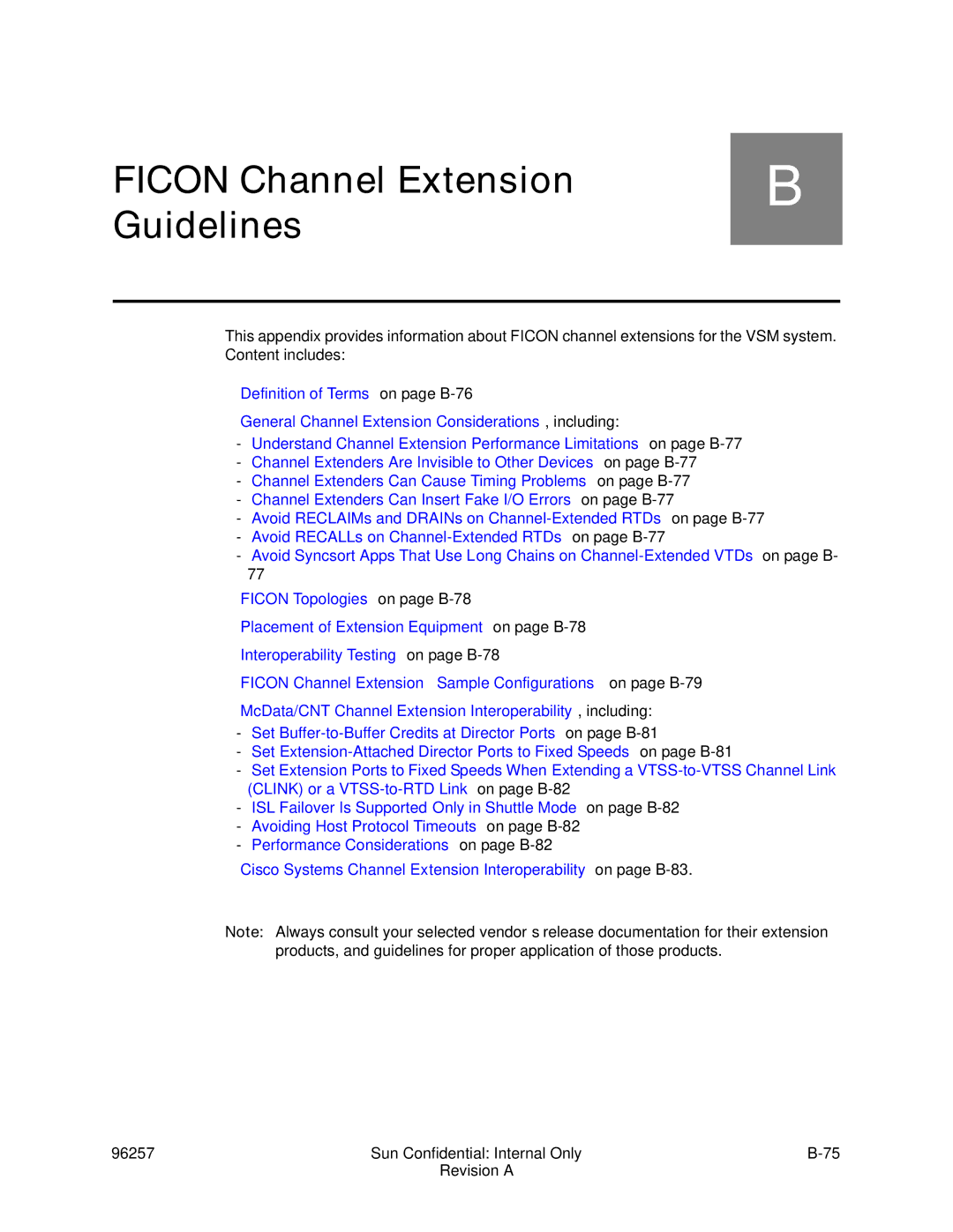 Sun Microsystems 96257 manual Ficon Channel Extension Guidelines 