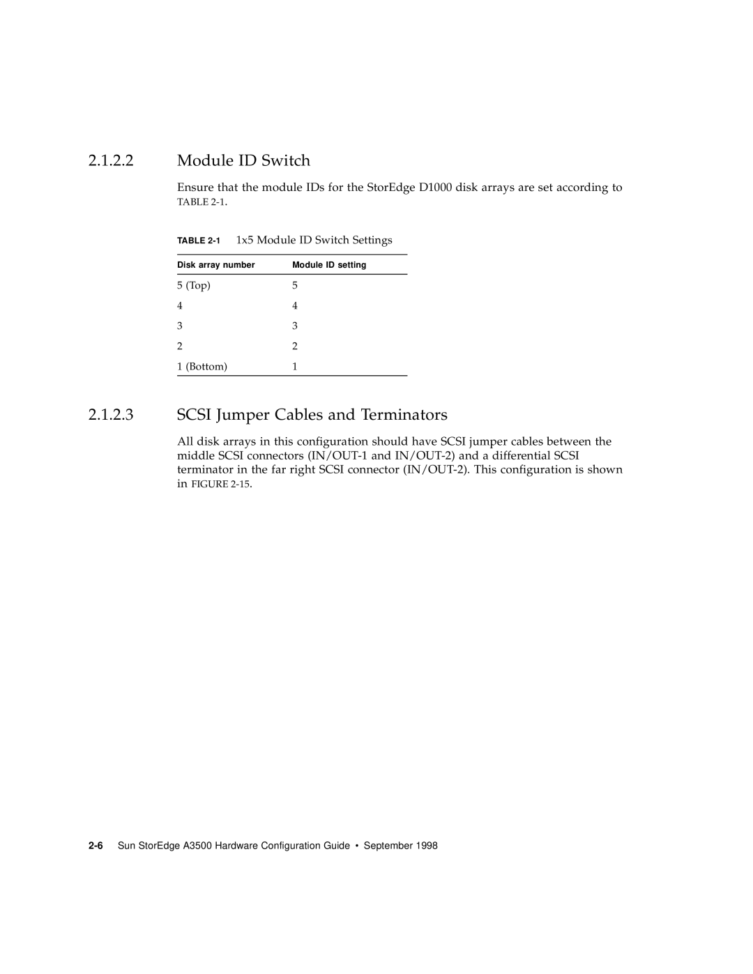 Sun Microsystems A3500 manual 11x5 Module ID Switch Settings 