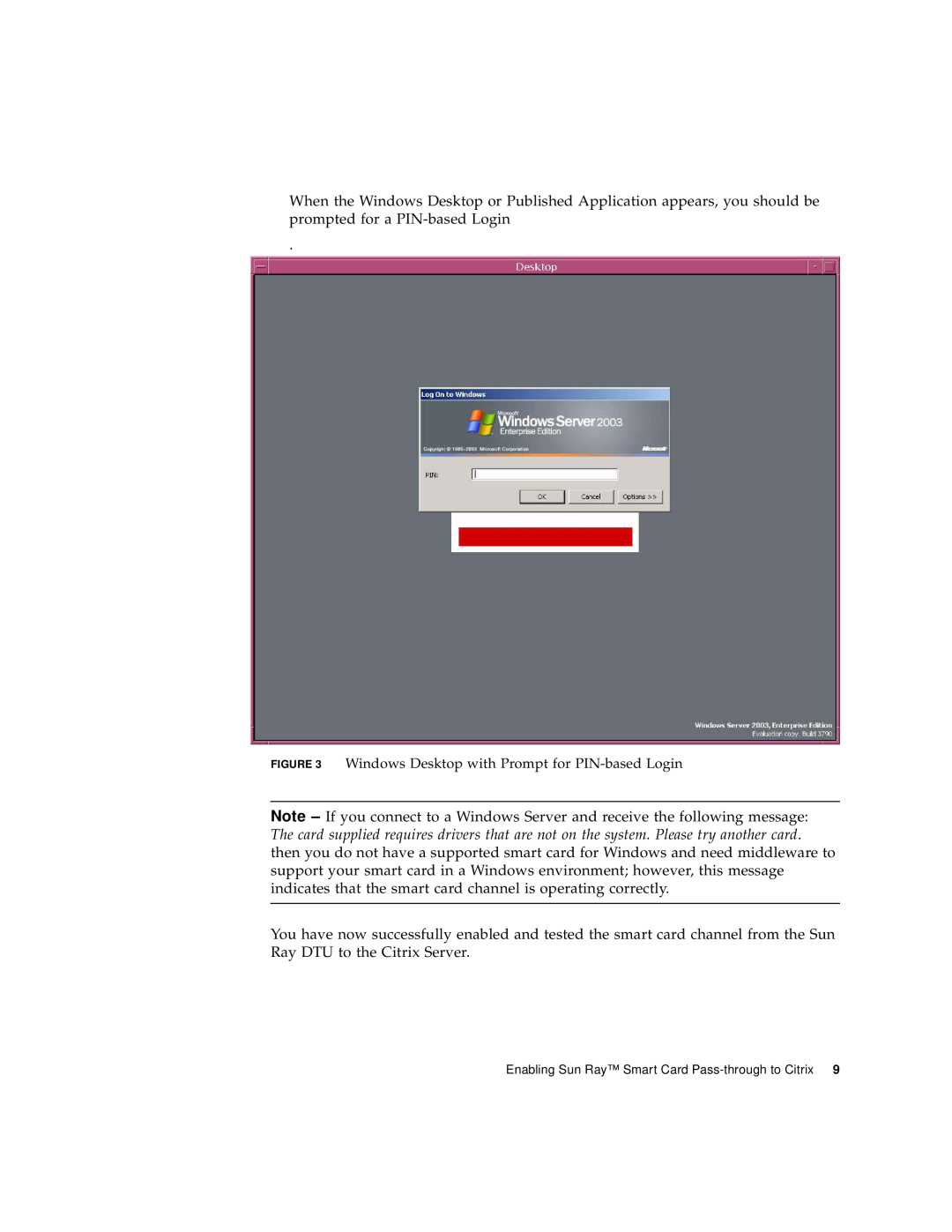 Sun Microsystems Smart Cards, and Citrix manual Windows Desktop with Prompt for PIN-based Login 