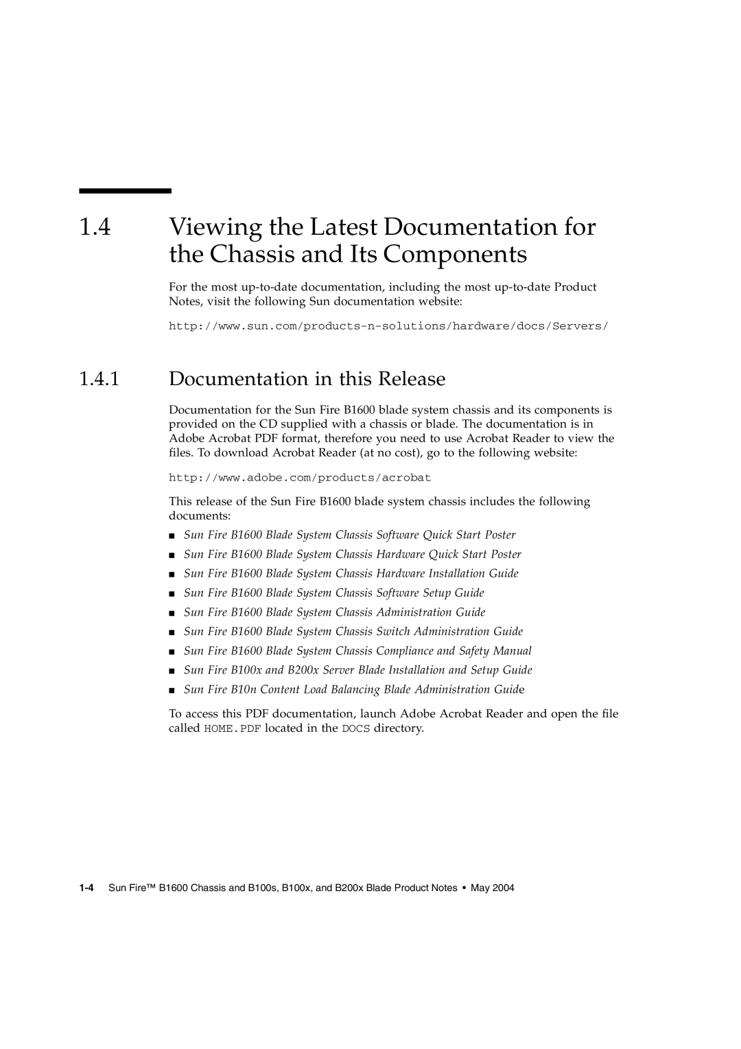 Sun Microsystems AND B100S, B1600, B100X, B200X BLADE manual Documentation in this Release 