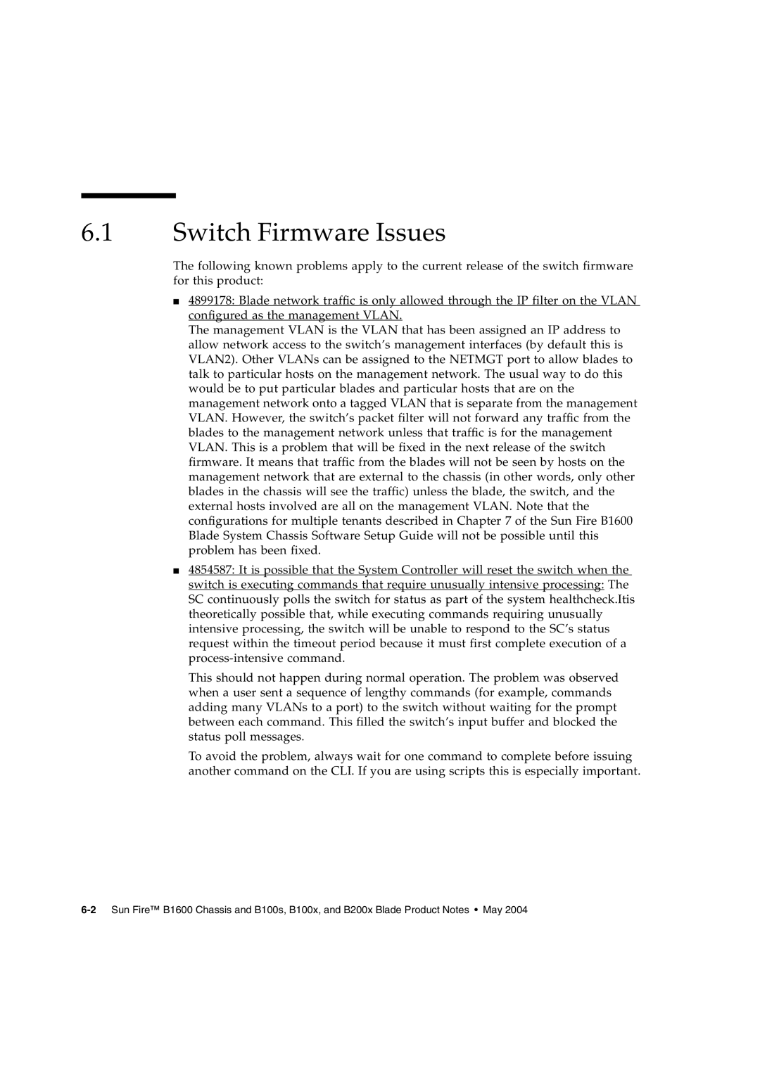 Sun Microsystems AND B100S, B1600, B100X, B200X BLADE manual Switch Firmware Issues 