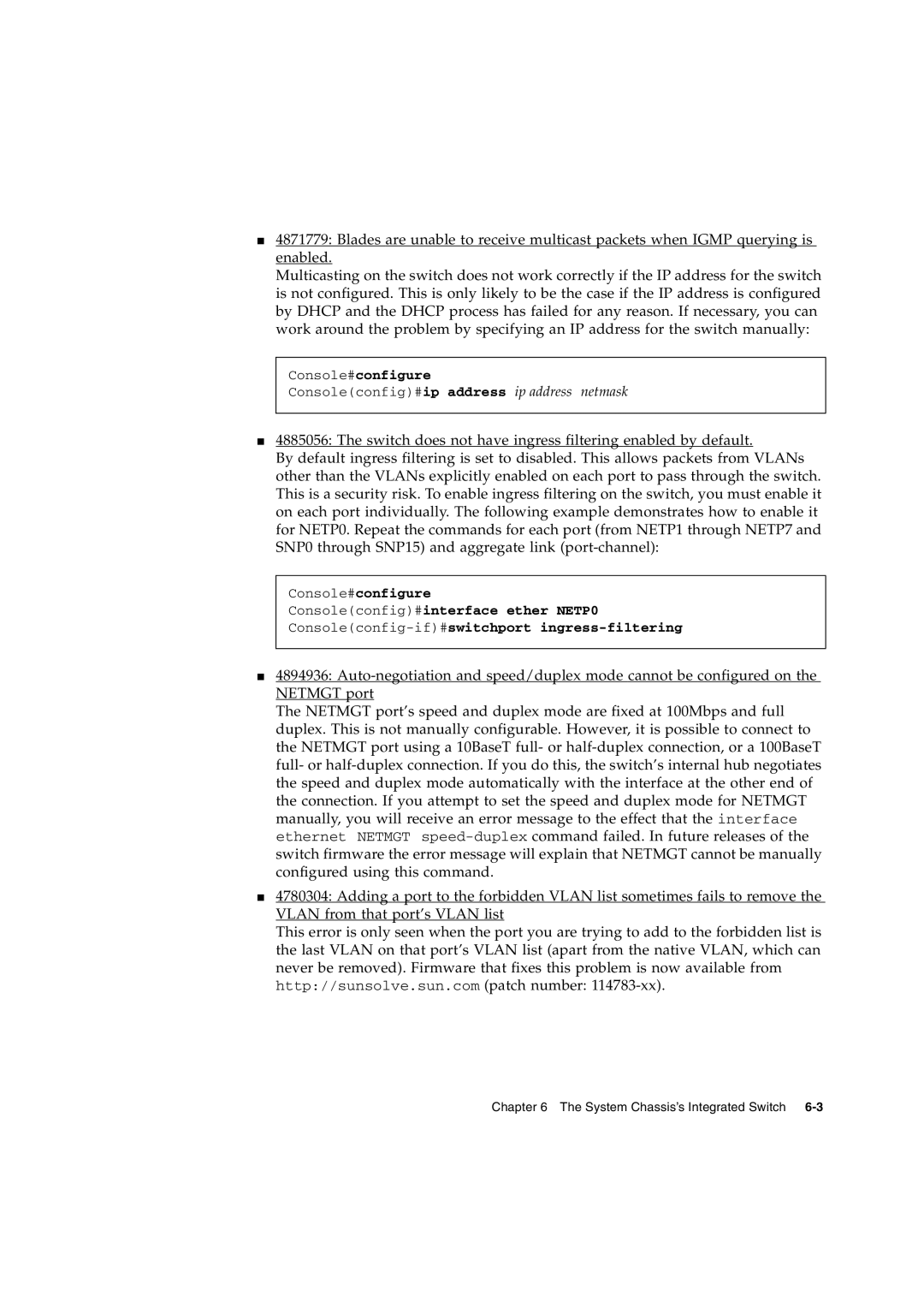 Sun Microsystems B200X BLADE, B1600, B100X, AND B100S manual Console#configure 