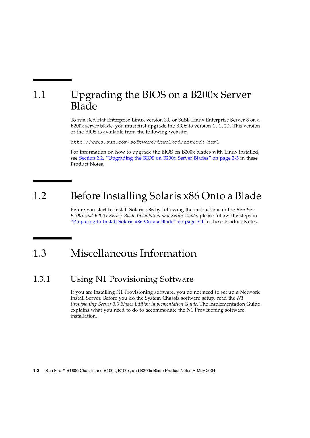 Sun Microsystems B1600, B100X manual Upgrading the Bios on a B200x Server Blade, Before Installing Solaris x86 Onto a Blade 
