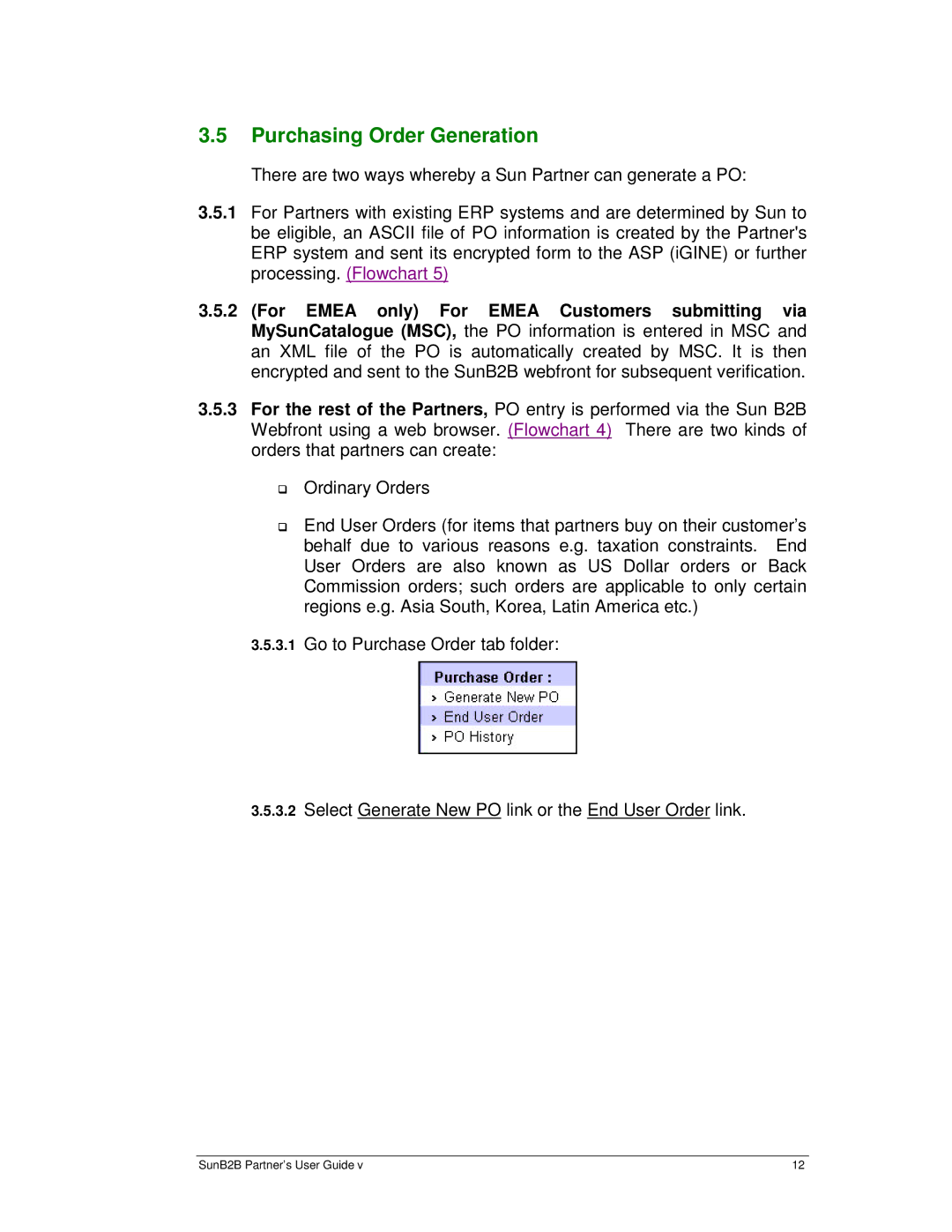 Sun Microsystems B2B manual Purchasing Order Generation 