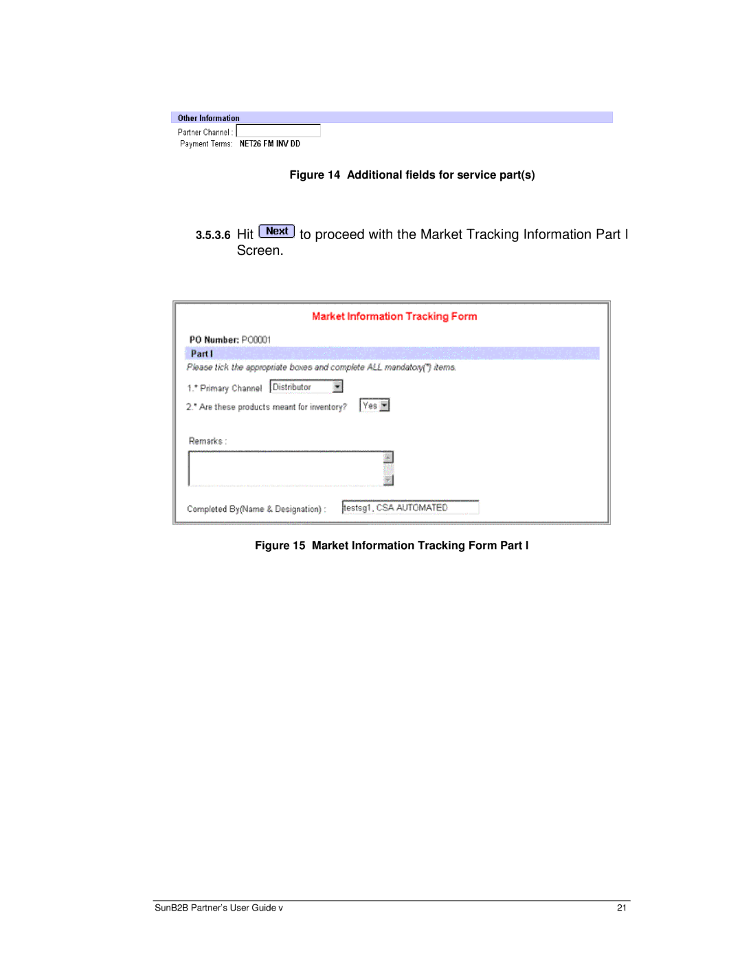 Sun Microsystems B2B manual Additional fields for service parts 