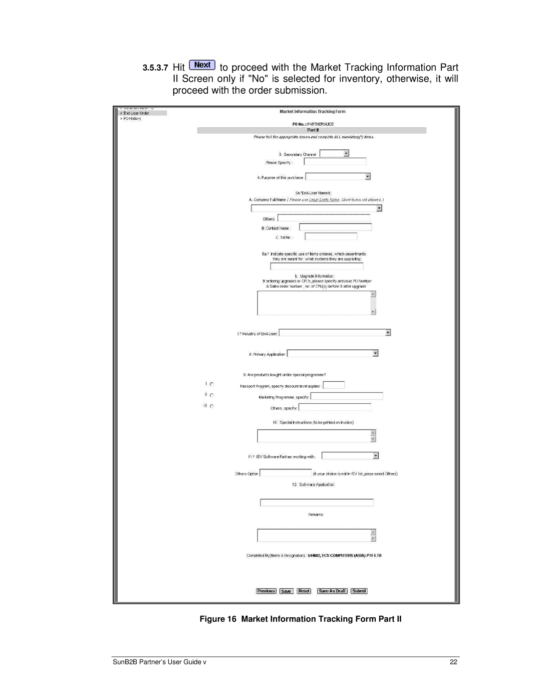 Sun Microsystems B2B manual Market Information Tracking Form Part 