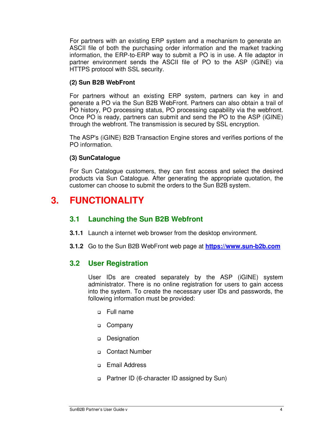 Sun Microsystems manual Launching the Sun B2B Webfront, User Registration, Sun B2B WebFront, SunCatalogue 