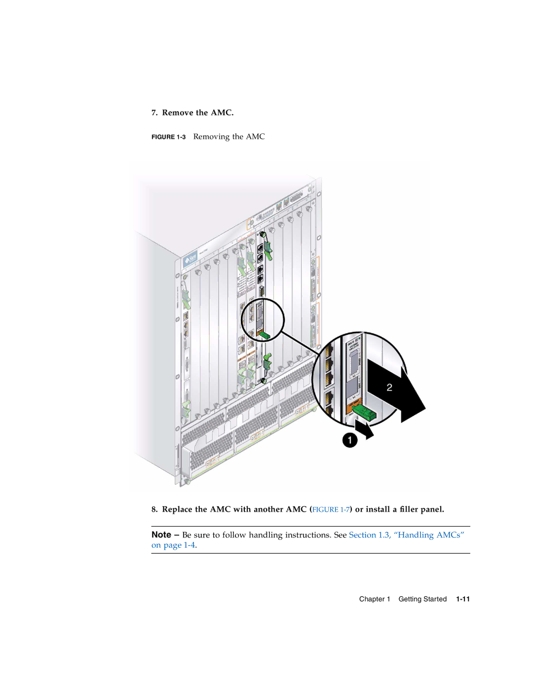 Sun Microsystems CP3000 manual Remove the AMC, 3Removing the AMC 