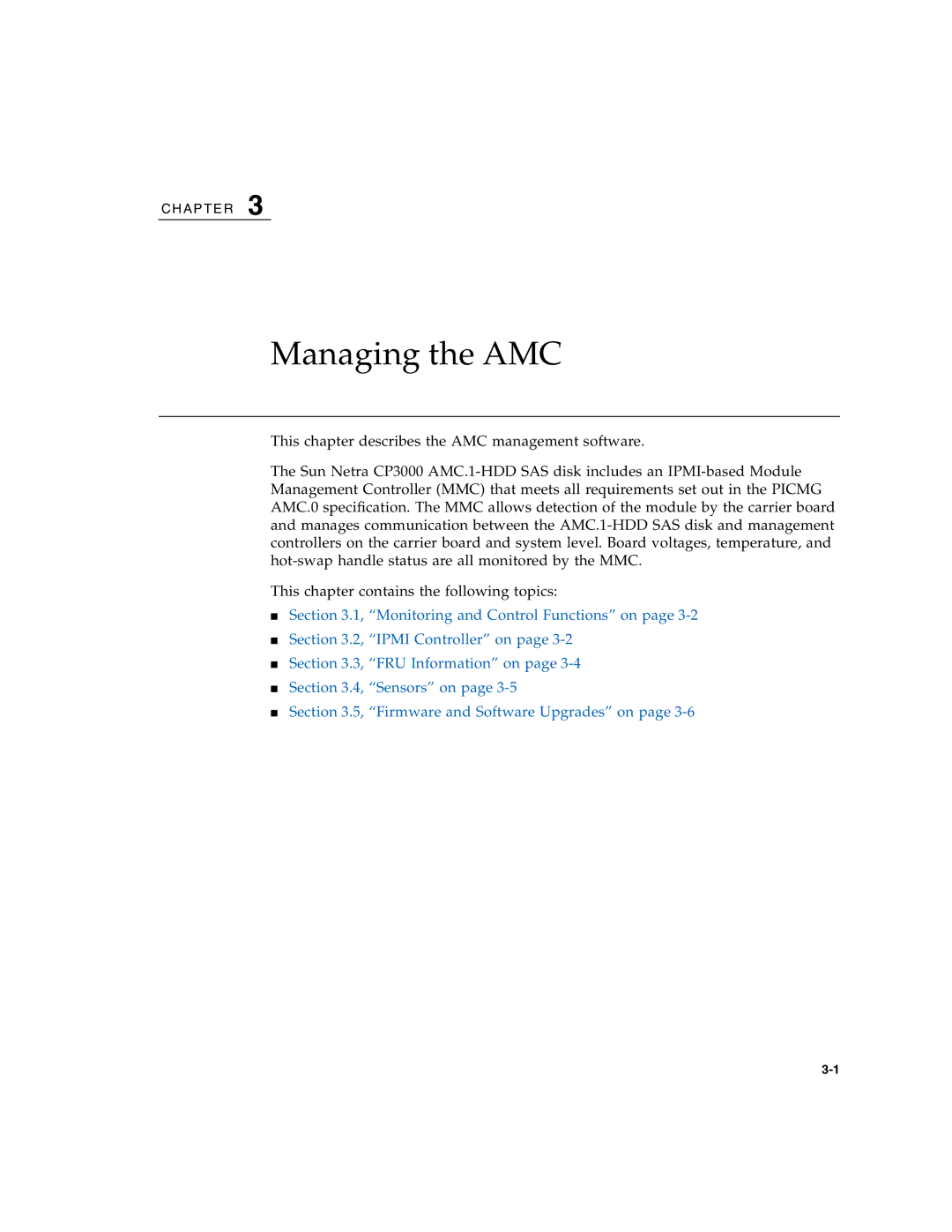 Sun Microsystems CP3000 manual Managing the AMC 