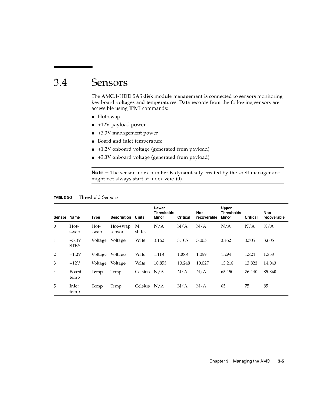 Sun Microsystems CP3000 manual 3Threshold Sensors 