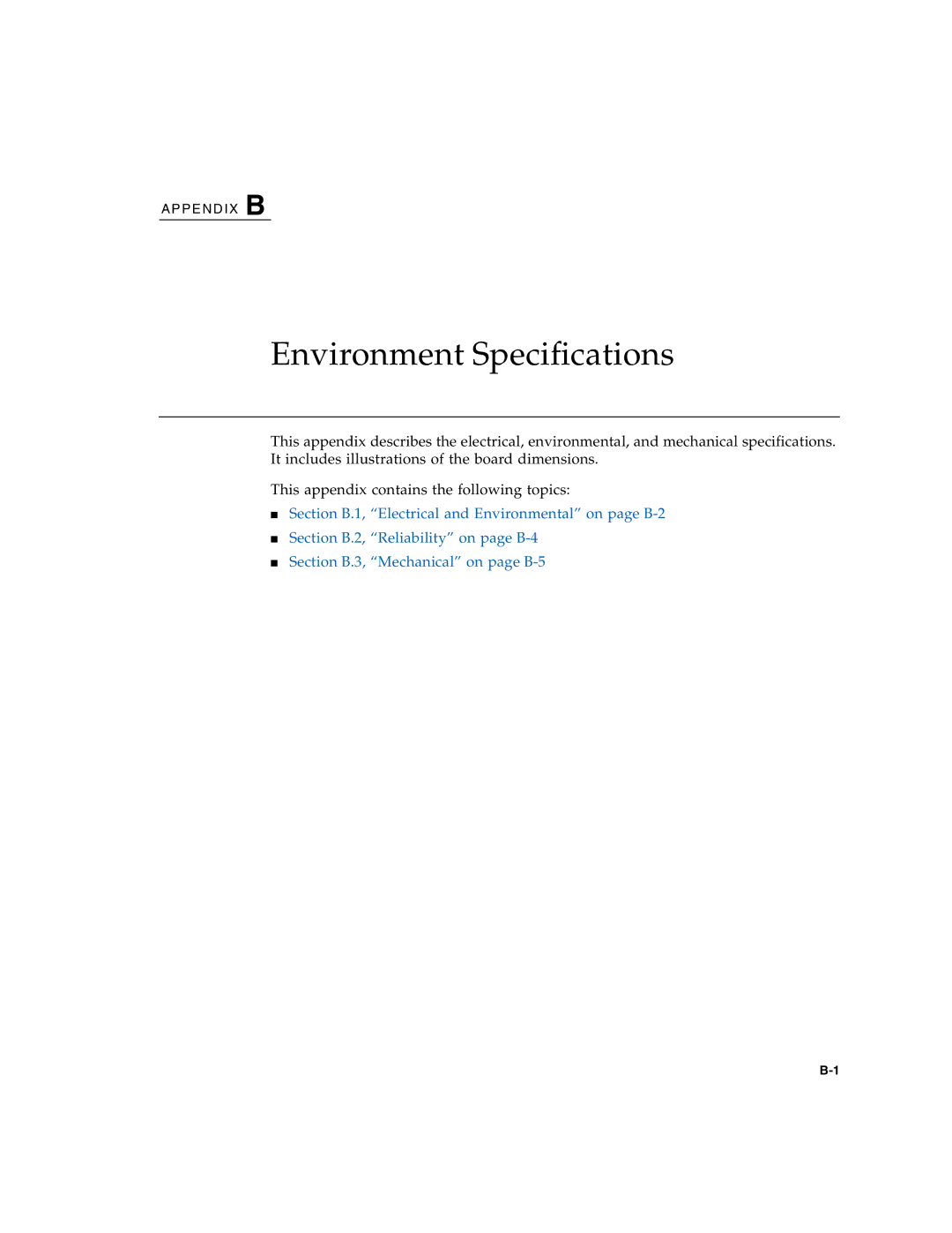 Sun Microsystems CP3000 manual Environment Specifications 