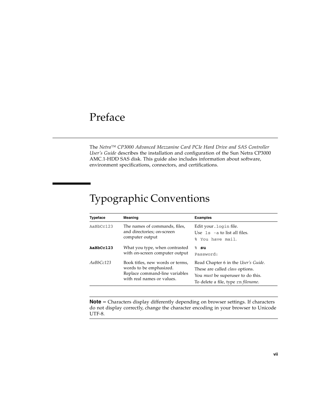 Sun Microsystems CP3000 manual Preface, Typographic Conventions 