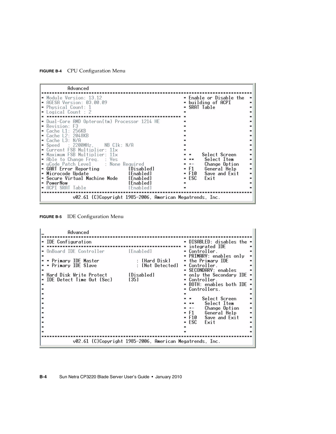 Sun Microsystems CP3220 manual CPU Configuration Menu IDE Configuration Menu, Figure B-4 