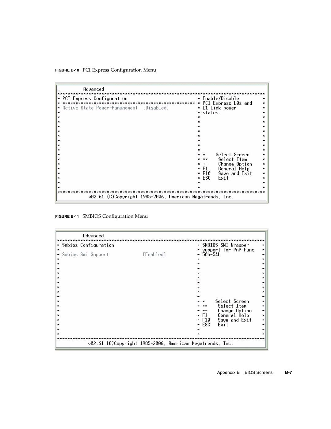 Sun Microsystems CP3220 manual PCI Express Configuration Menu Smbios Configuration Menu, Figure B-10 