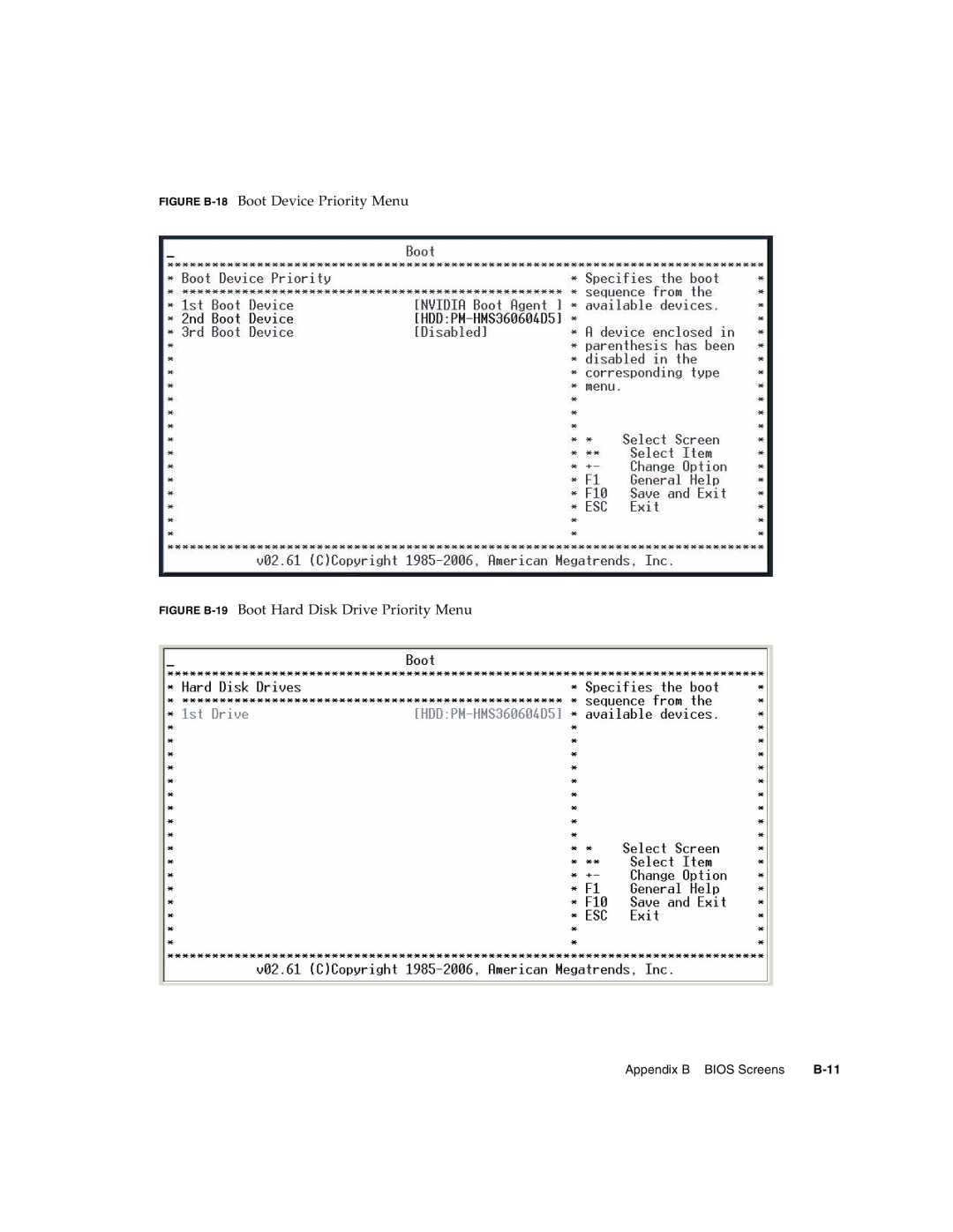 Sun Microsystems CP3220 manual Boot Device Priority Menu Boot Hard Disk Drive Priority Menu 