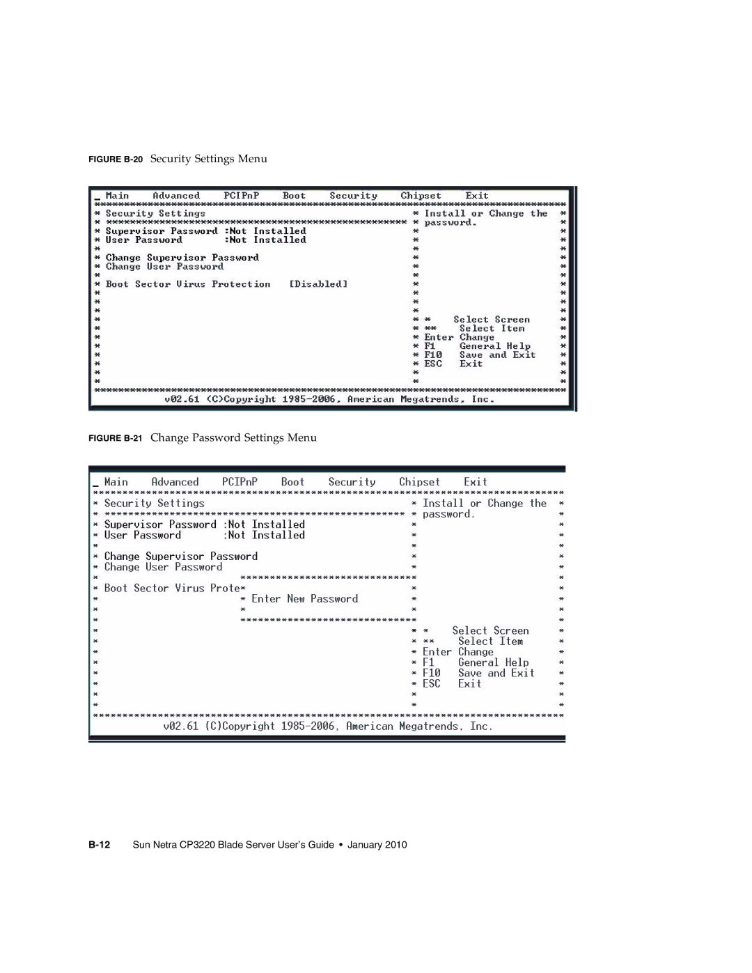 Sun Microsystems CP3220 manual Security Settings Menu Change Password Settings Menu, Figure B-20 