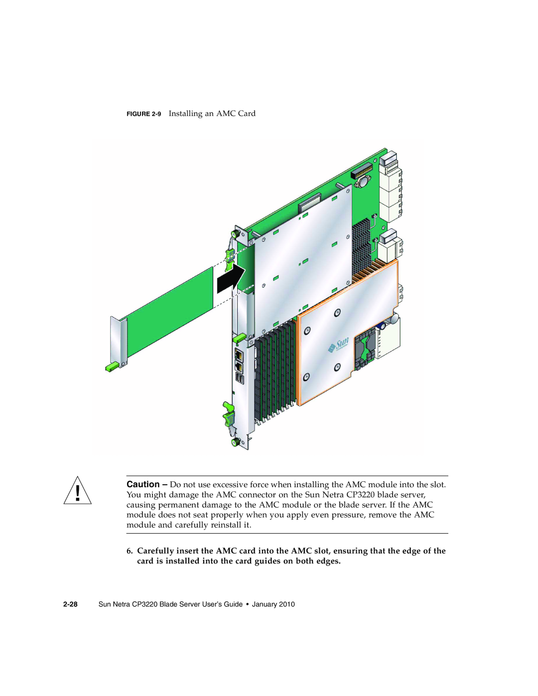 Sun Microsystems CP3220 manual 9Installing an AMC Card 