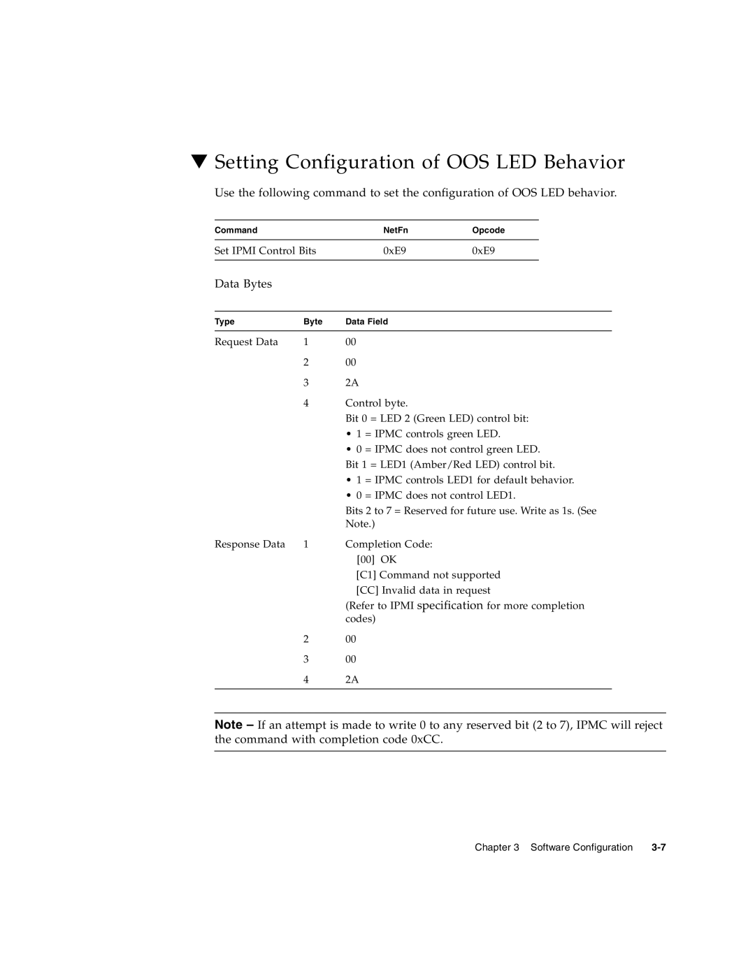 Sun Microsystems CP3220 manual Setting Configuration of OOS LED Behavior 