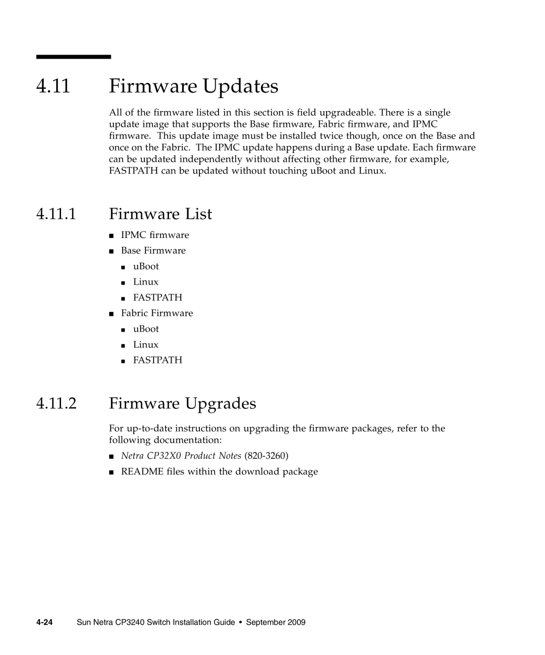 Sun Microsystems CP3240 manual Firmware Updates, Firmware List, Firmware Upgrades 