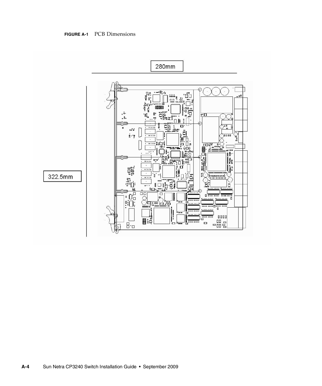 Sun Microsystems manual FIGURE A-1 PCB Dimensions, A-4 Sun Netra CP3240 Switch Installation Guide September 