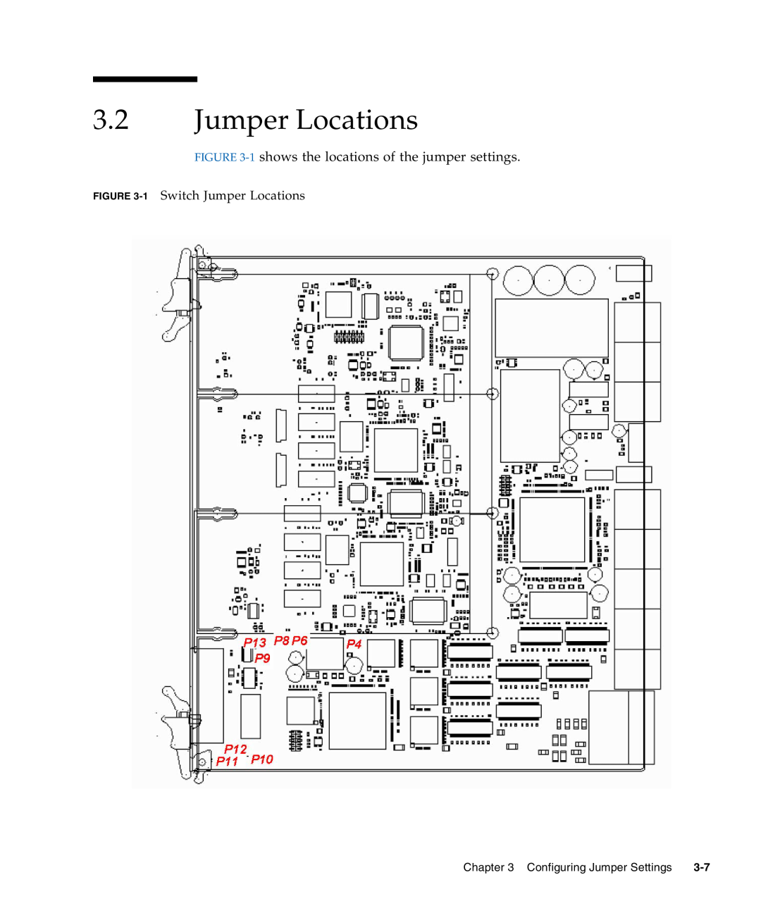 Sun Microsystems CP3240 manual 1 shows the locations of the jumper settings, 1 Switch Jumper Locations 