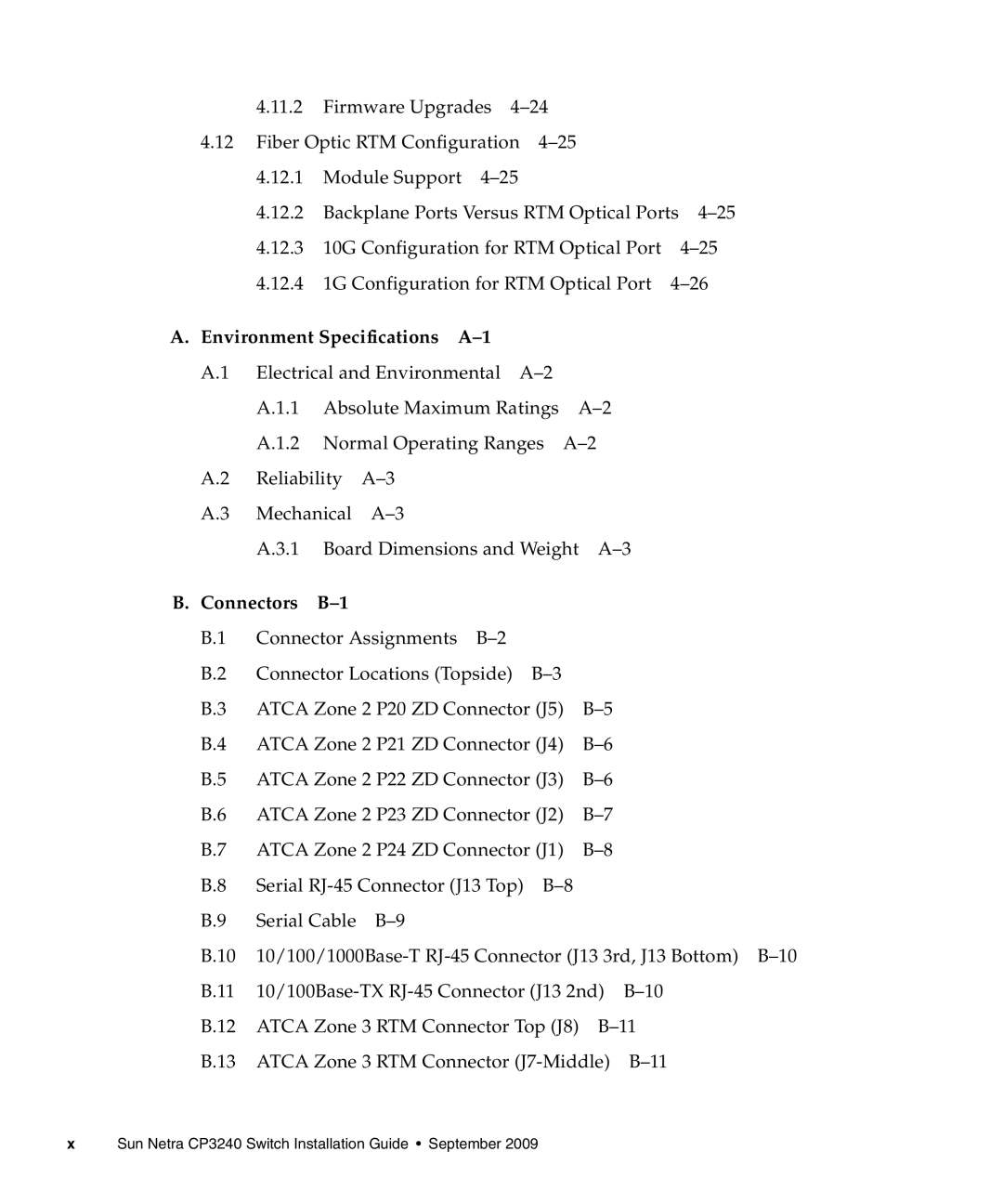 Sun Microsystems CP3240 manual Environment Specifications 