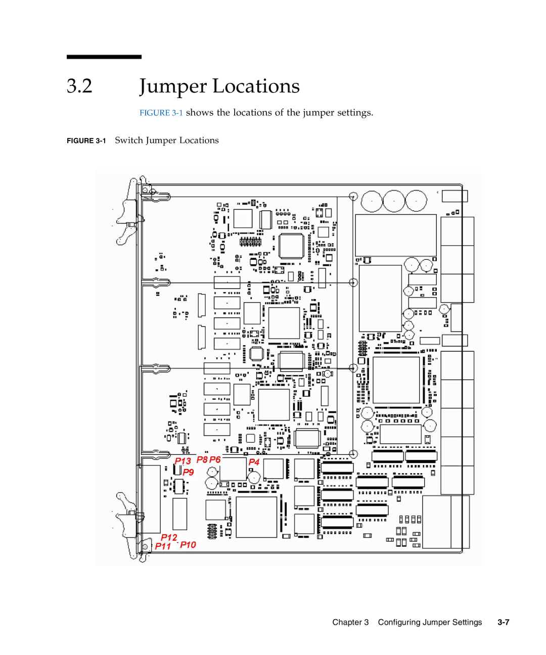 Sun Microsystems CP3240 manual 1shows the locations of the jumper settings, 1Switch Jumper Locations 