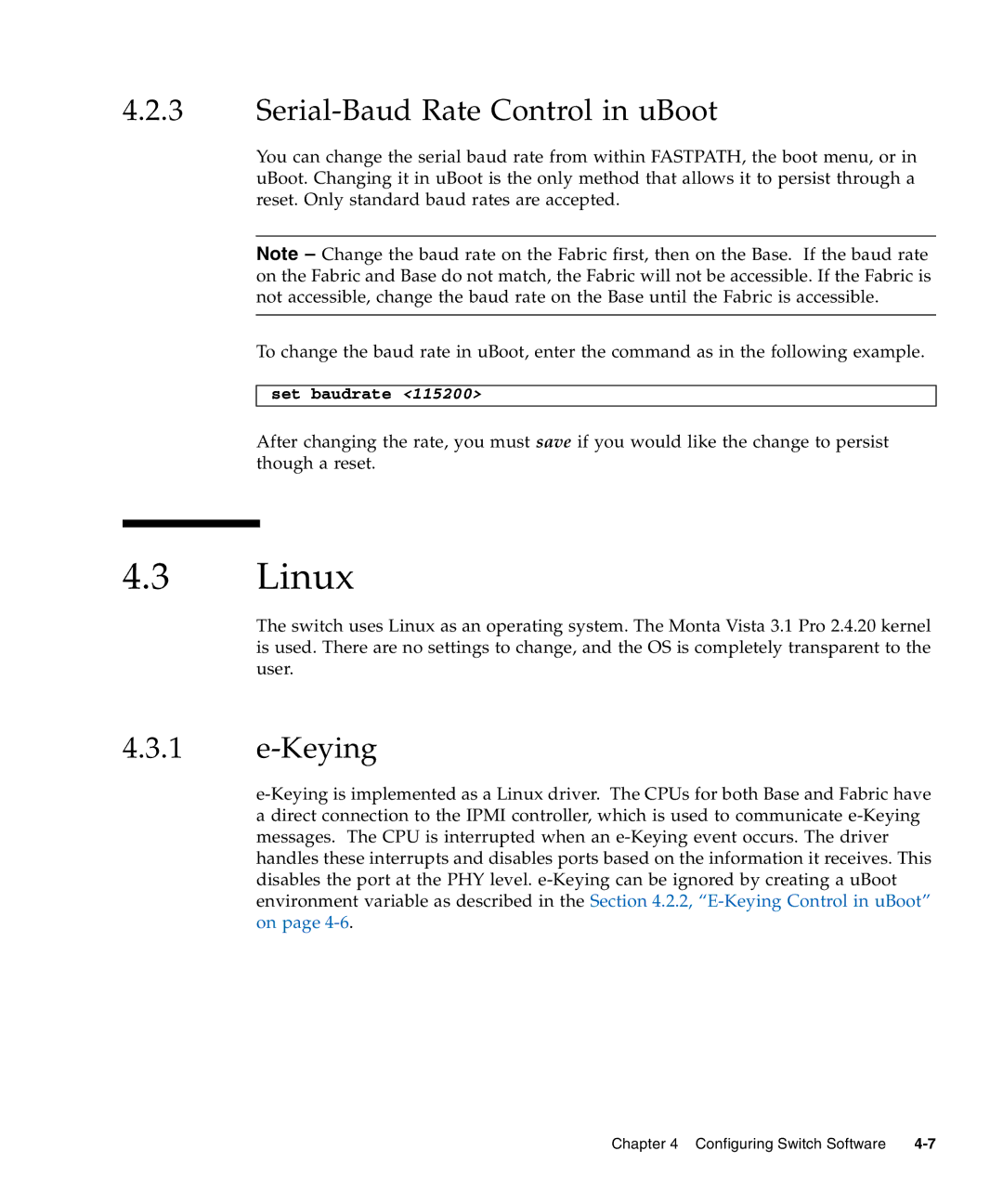 Sun Microsystems CP3240 manual Linux, Serial-Baud Rate Control in uBoot, Keying 