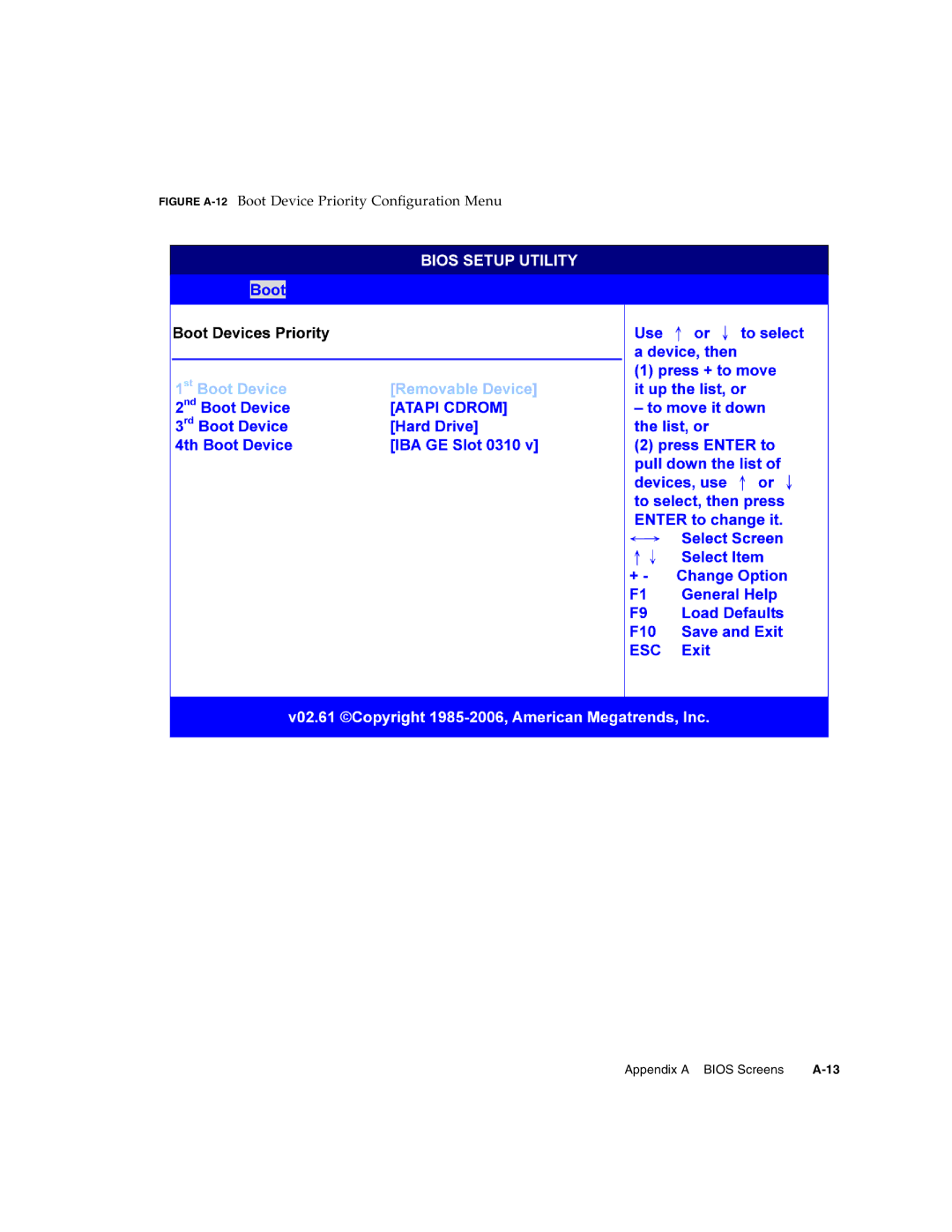 Sun Microsystems CP3250 manual Figure A-12Boot Device Priority Configuration Menu 