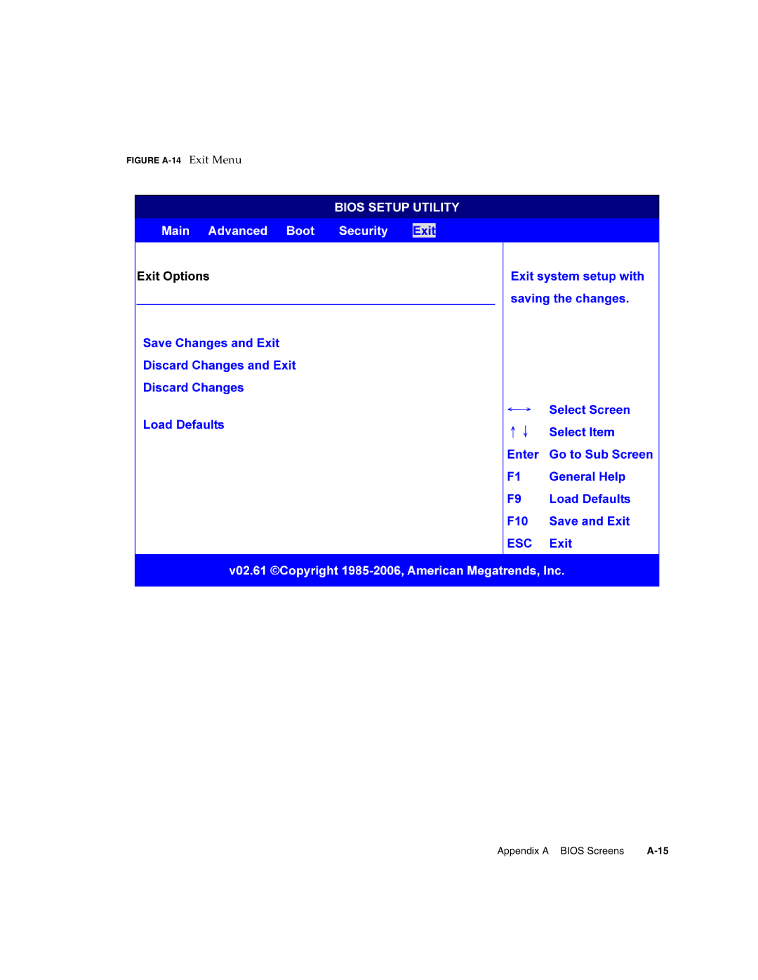 Sun Microsystems CP3250 manual Figure A-14 Exit Menu 