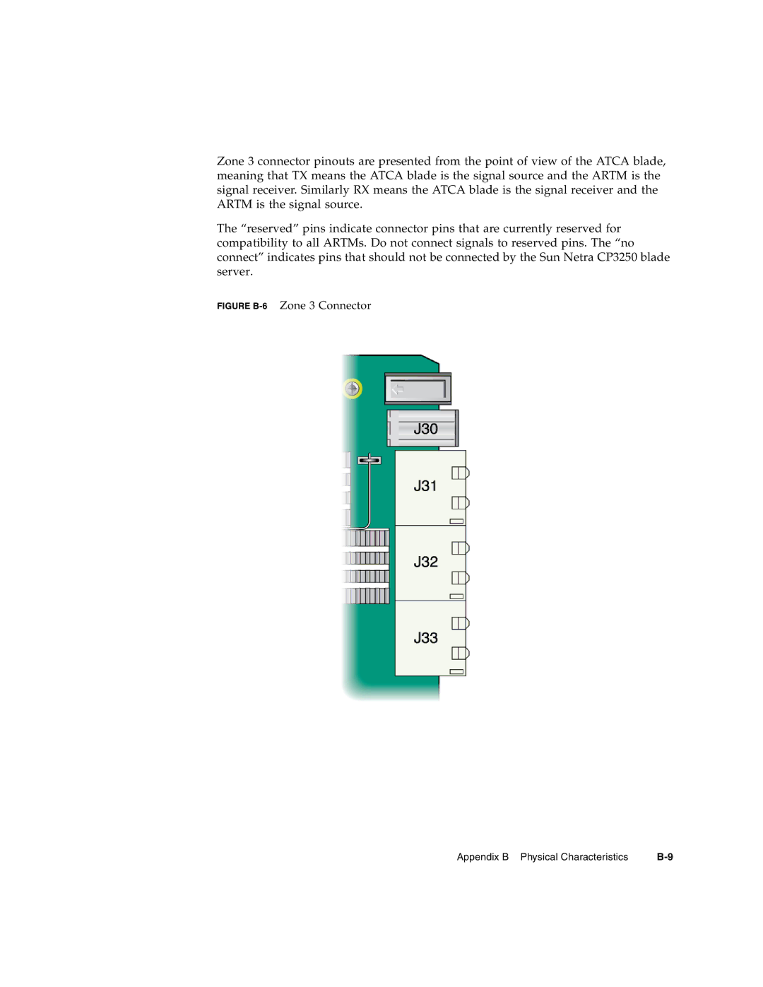 Sun Microsystems CP3250 manual Figure B-6Zone 3 Connector 