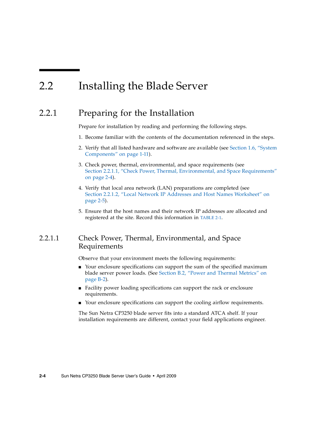 Sun Microsystems CP3250 manual Installing the Blade Server, Preparing for the Installation 