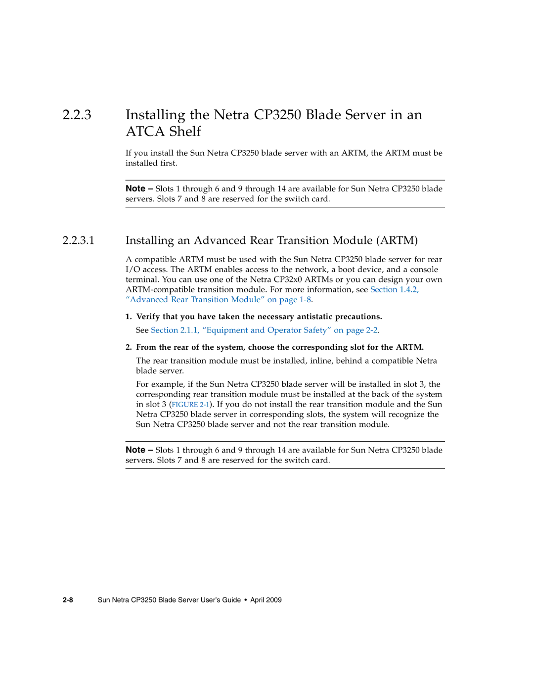 Sun Microsystems manual Installing the Netra CP3250 Blade Server in an Atca Shelf 