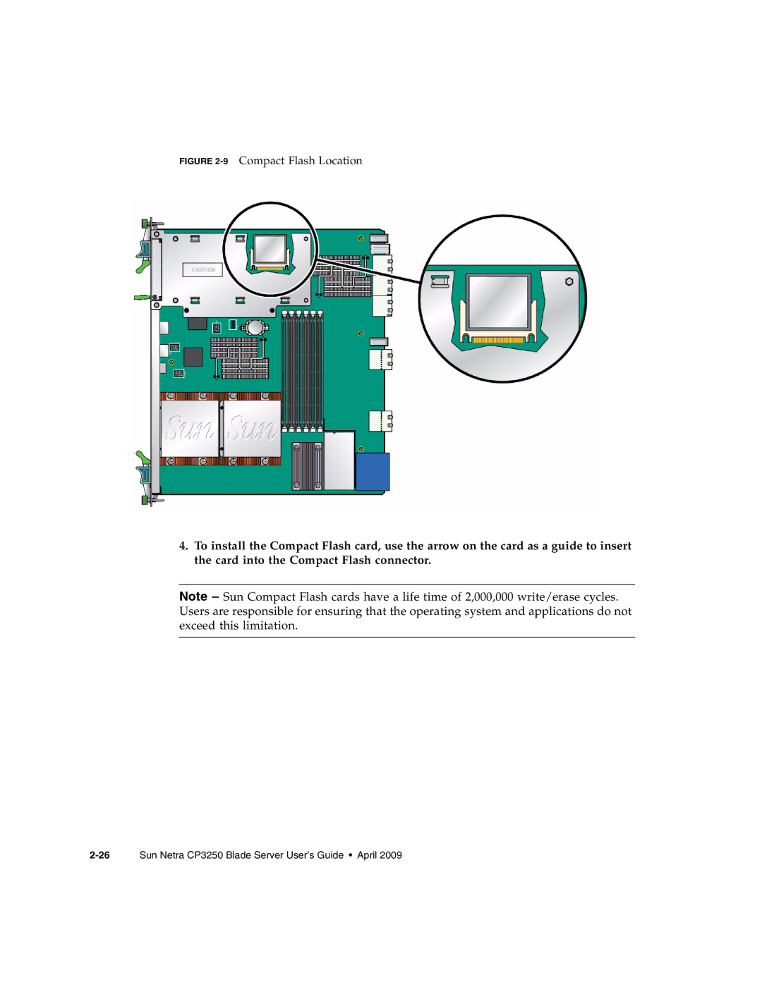 Sun Microsystems CP3250 manual 9Compact Flash Location 