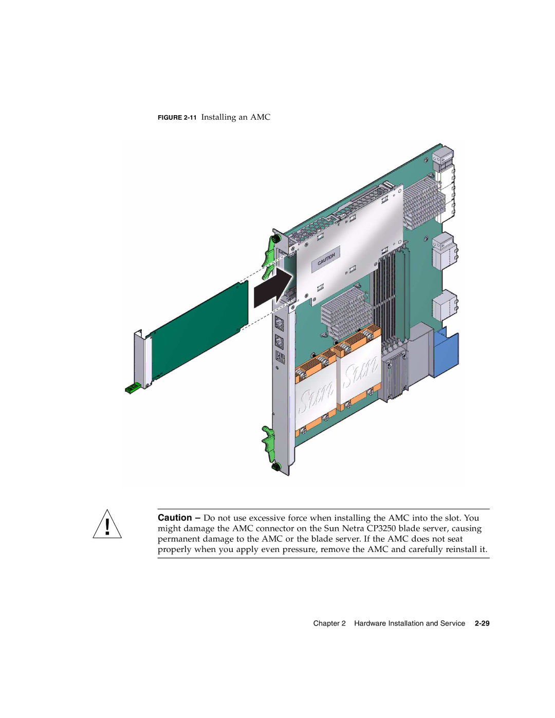 Sun Microsystems CP3250 manual 11Installing an AMC 