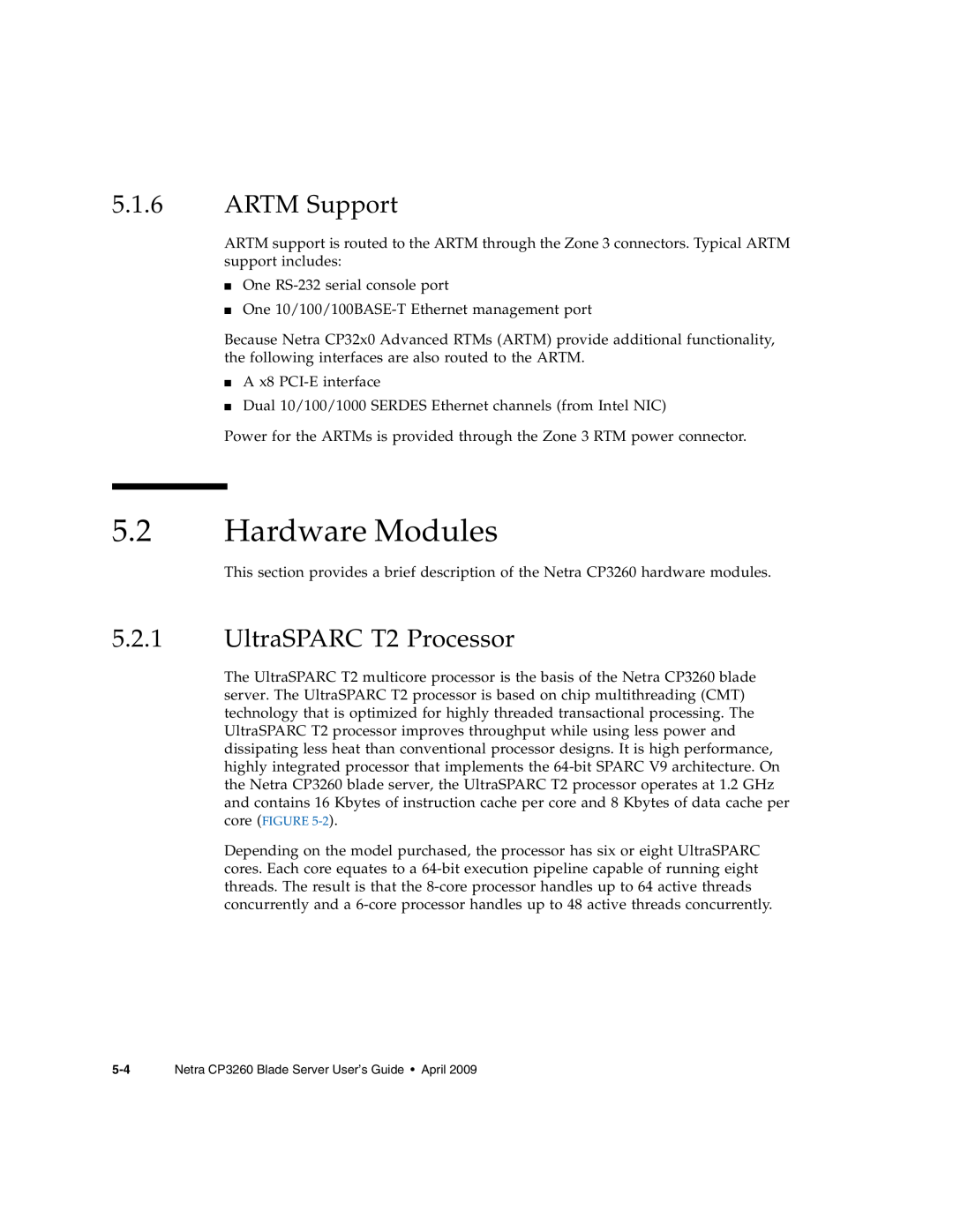 Sun Microsystems CP3260 manual Hardware Modules, ARTM Support, UltraSPARC T2 Processor 