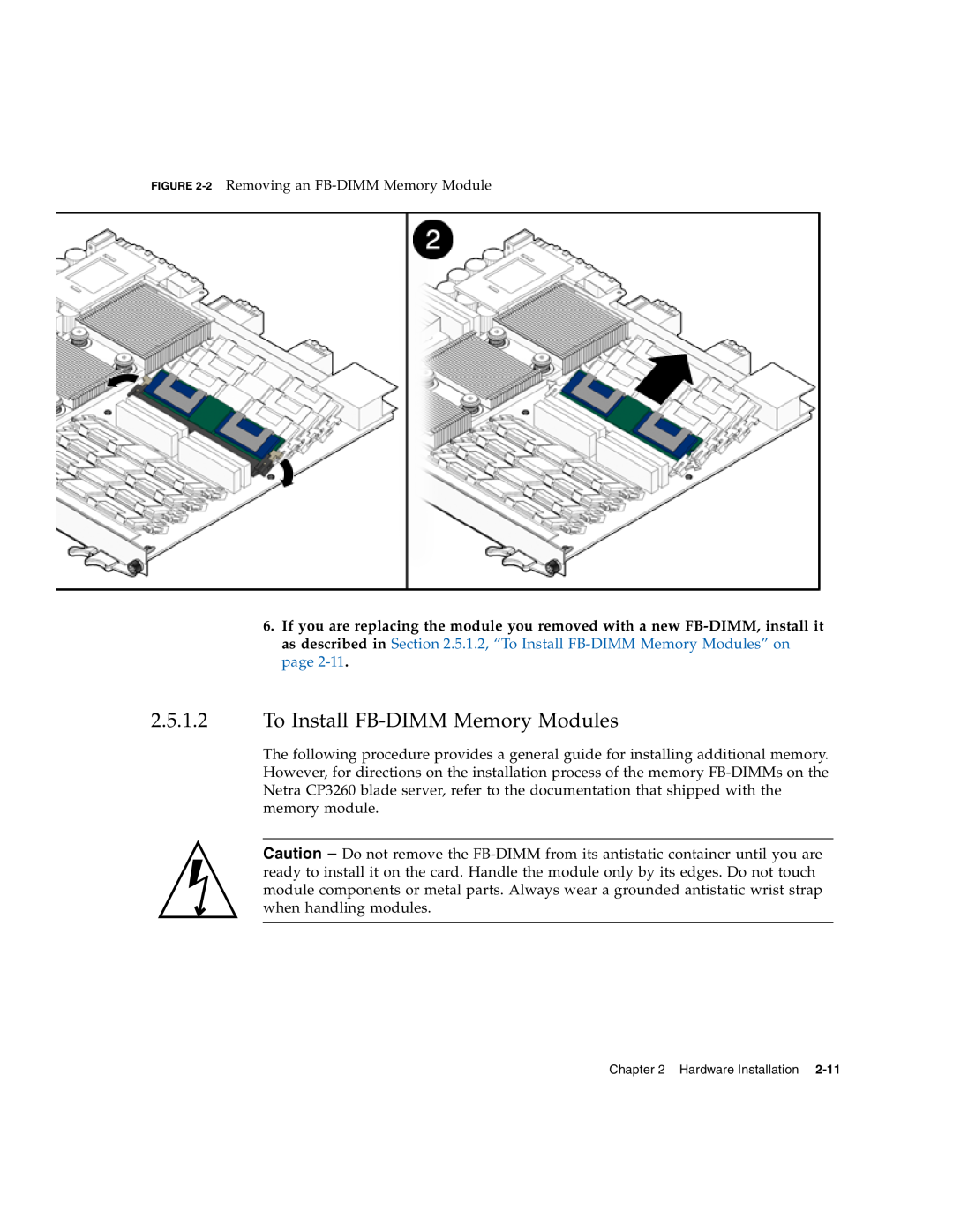 Sun Microsystems CP3260 manual To Install FB-DIMM Memory Modules, 2 Removing an FB-DIMM Memory Module 