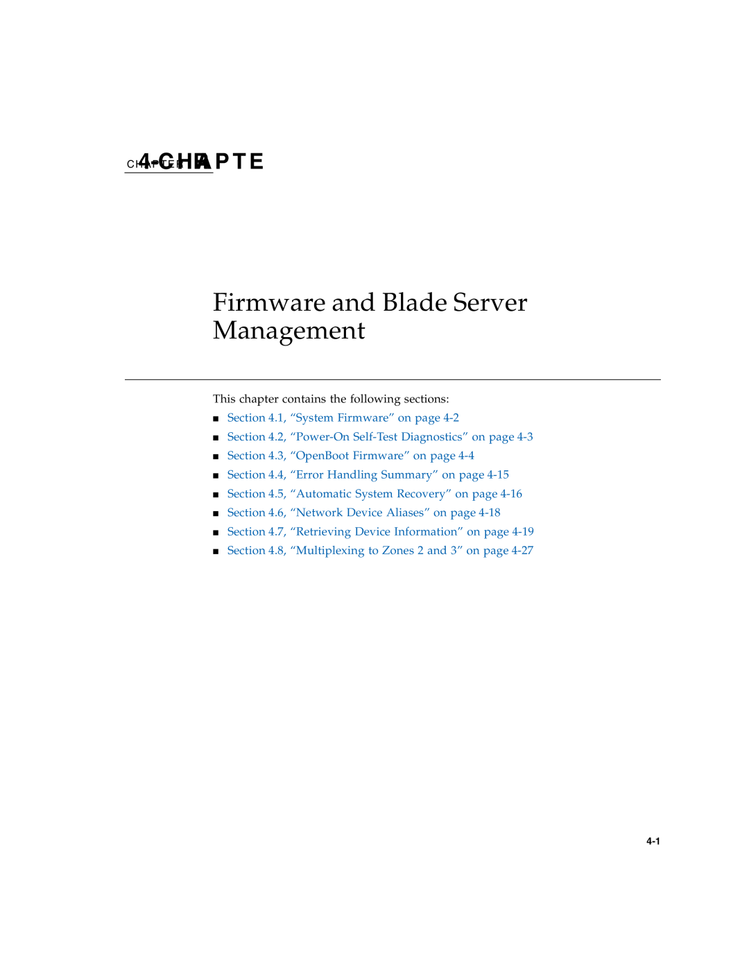 Sun Microsystems CP3260 manual Firmware and Blade Server Management, C H4A-PCT E RHRA P T E, 1, “System Firmware” on page 