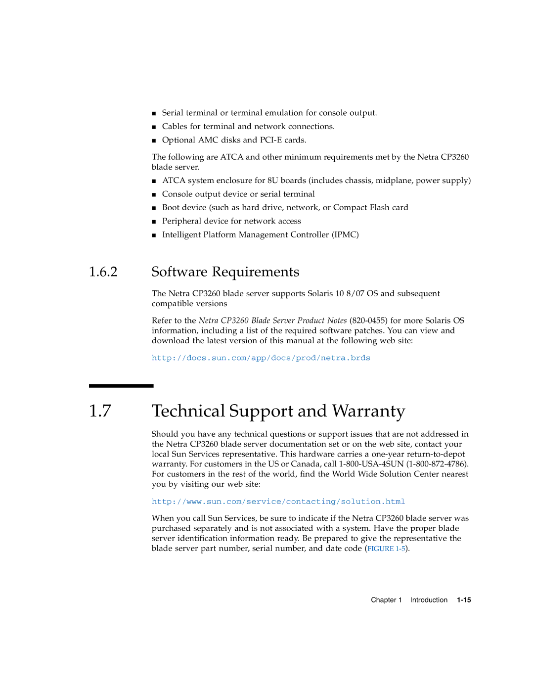 Sun Microsystems CP3260 manual Technical Support and Warranty, Software Requirements 