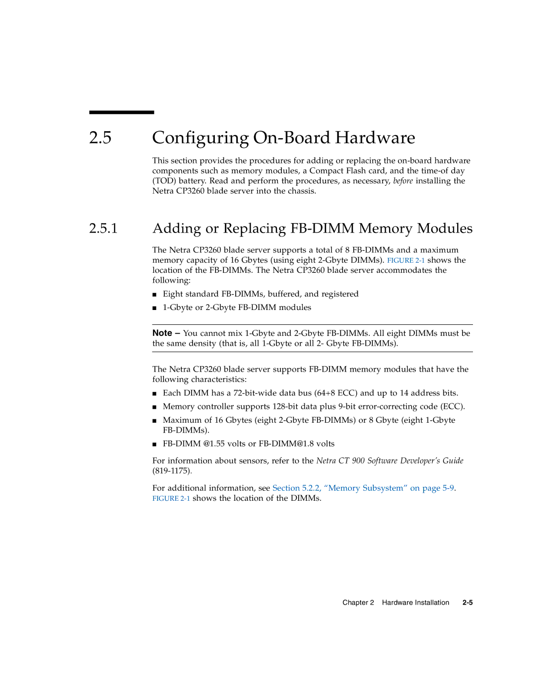 Sun Microsystems CP3260 manual Configuring On-Board Hardware, Adding or Replacing FB-DIMM Memory Modules 