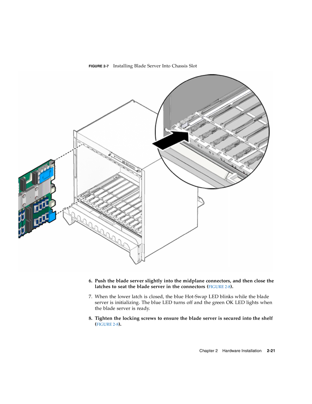 Sun Microsystems CP3260 manual 7Installing Blade Server Into Chassis Slot 