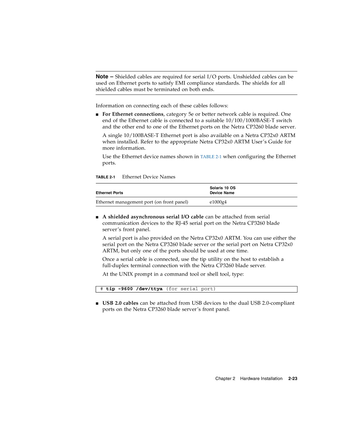 Sun Microsystems CP3260 manual 1Ethernet Device Names 